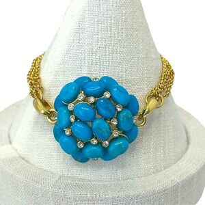 Beria 18Karat Gold Plated Bronze and Turquoise Blue Crystal Bracelet